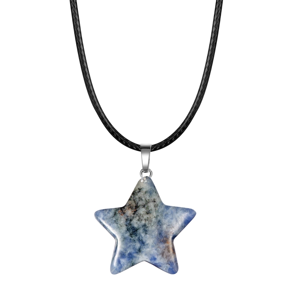 Natural Healing Crystal Stone Star Pendant Necklace Reiki Gemstones Pendant Necklaces for Womens Mens