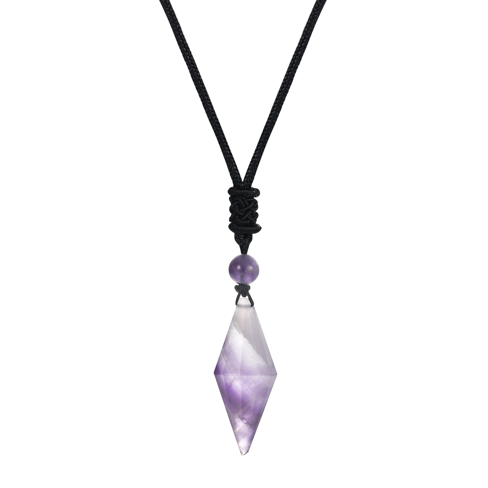 Natural Crystal Quartz Pendant Necklace Double Point Faceted Cut Healing Stone Jewelry for women Men