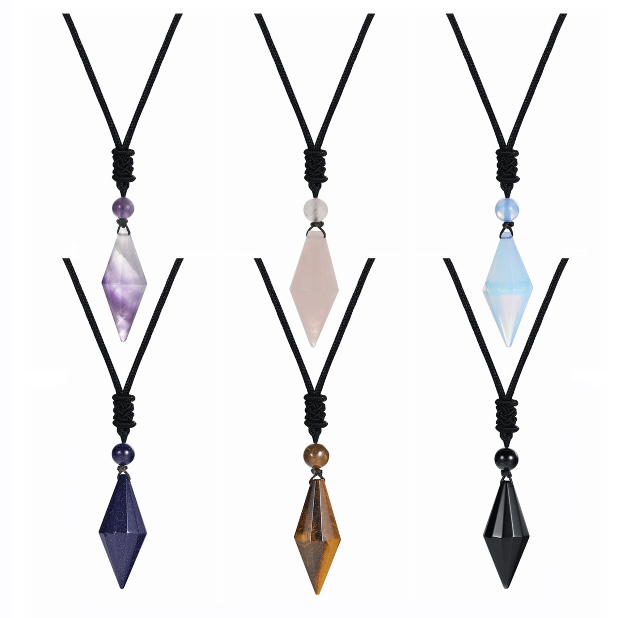 Natural Crystal Quartz Pendant Necklace Double Point Faceted Cut Healing Stone Jewelry for women Men