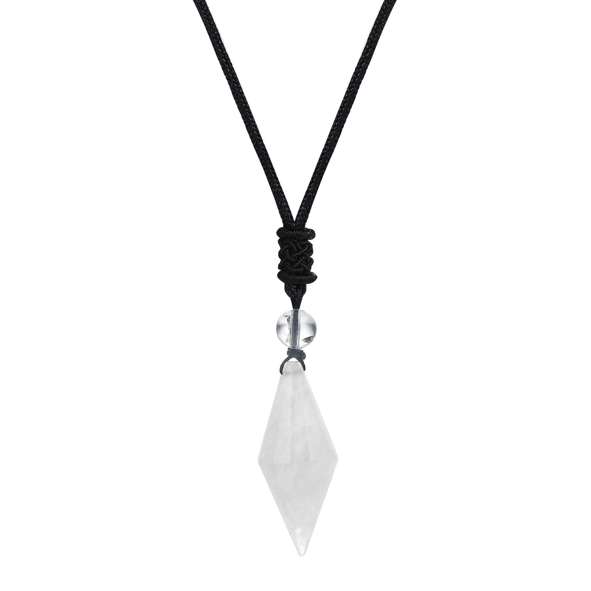 Natural Crystal Quartz Pendant Necklace Double Point Faceted Cut Healing Stone Jewelry for women Men