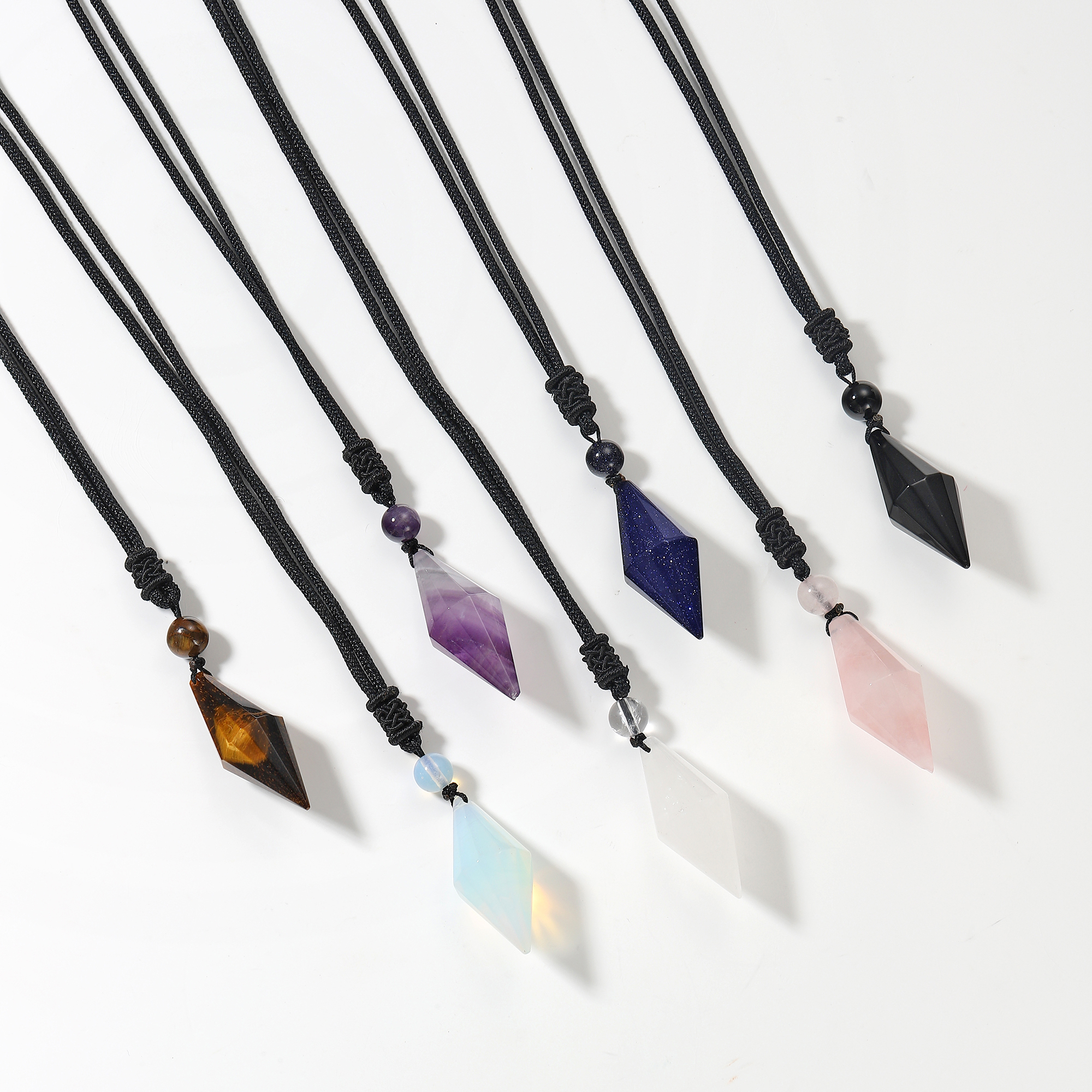 Natural Crystal Quartz Pendant Necklace Double Point Faceted Cut Healing Stone Jewelry for women Men