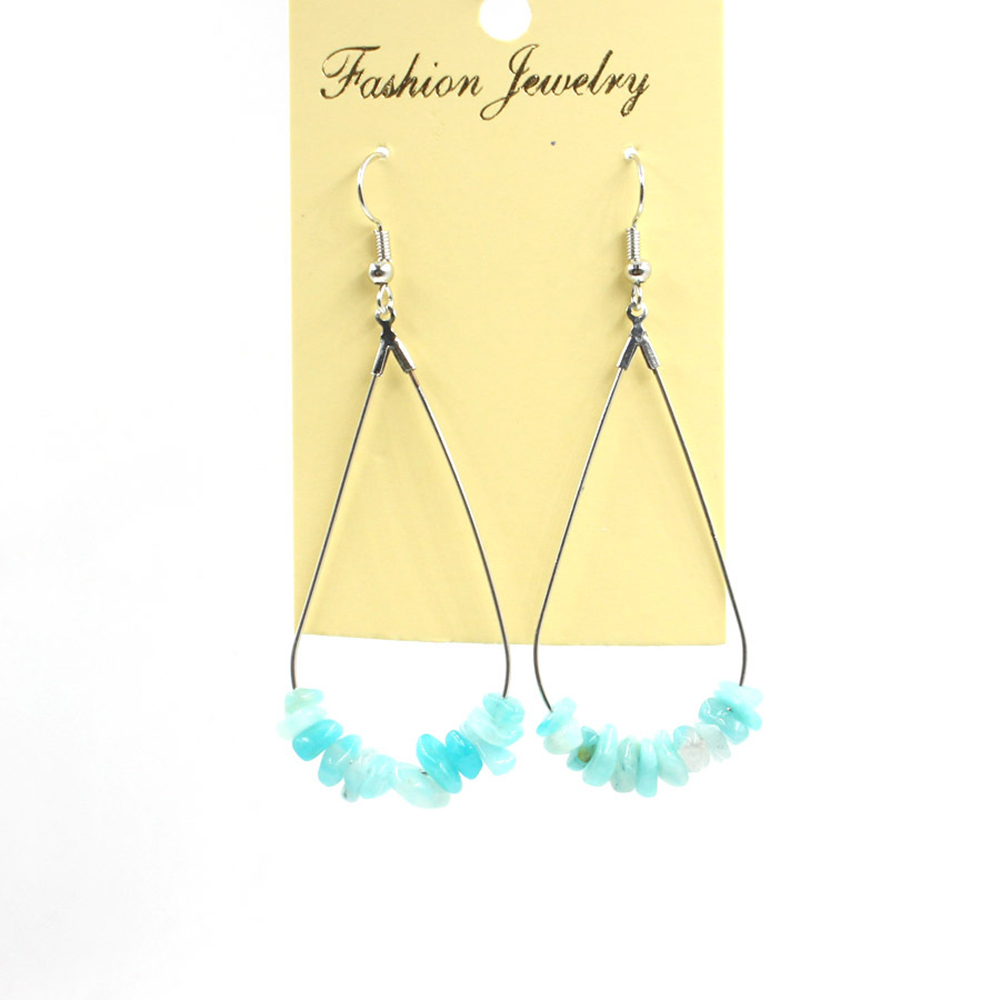 Natural Chip Raw Stone Waterdrop Drangle Earrings