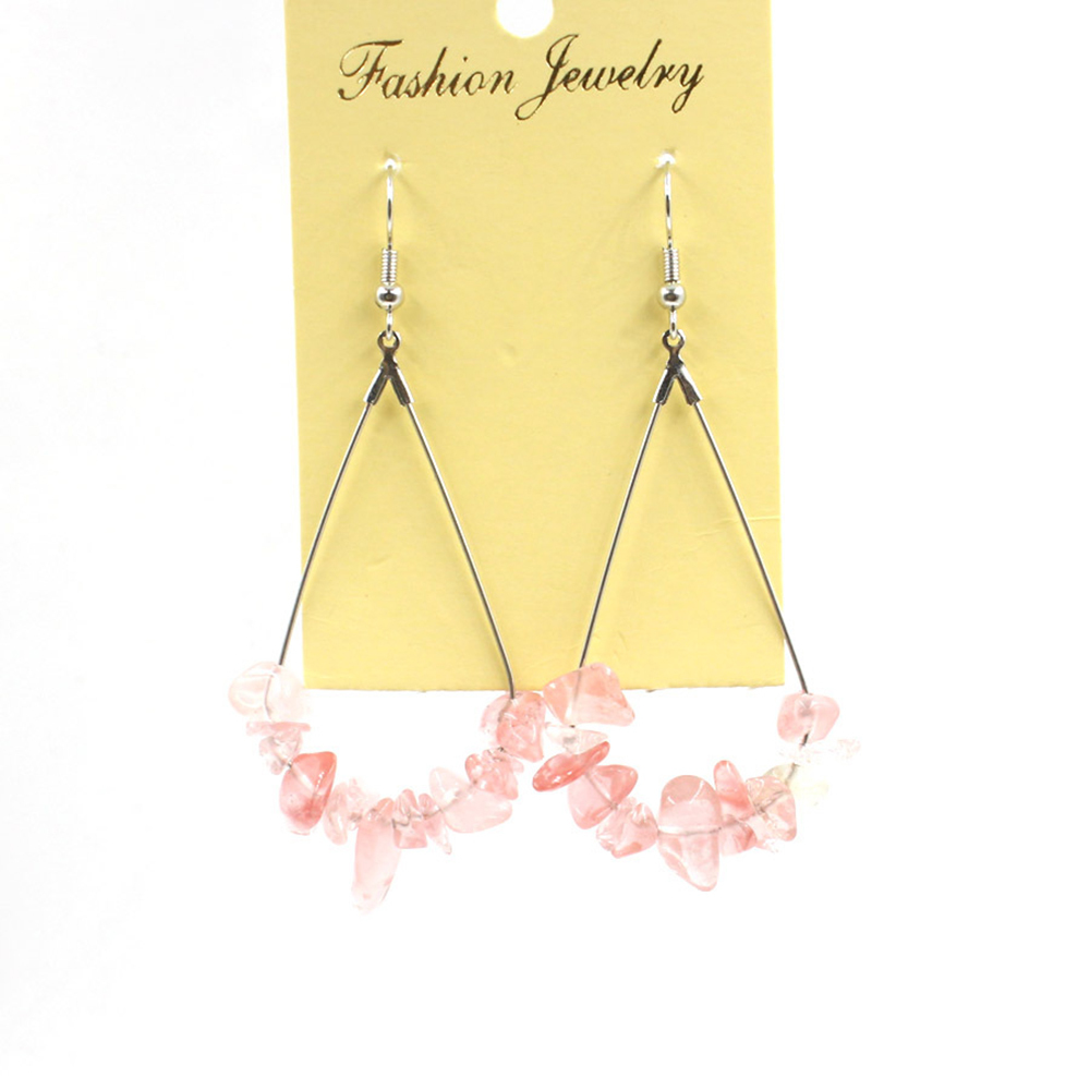 Natural Chip Raw Stone Waterdrop Drangle Earrings