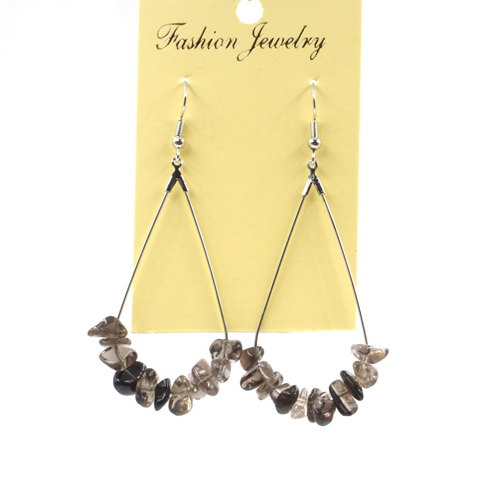 Natural Chip Raw Stone Waterdrop Drangle Earrings