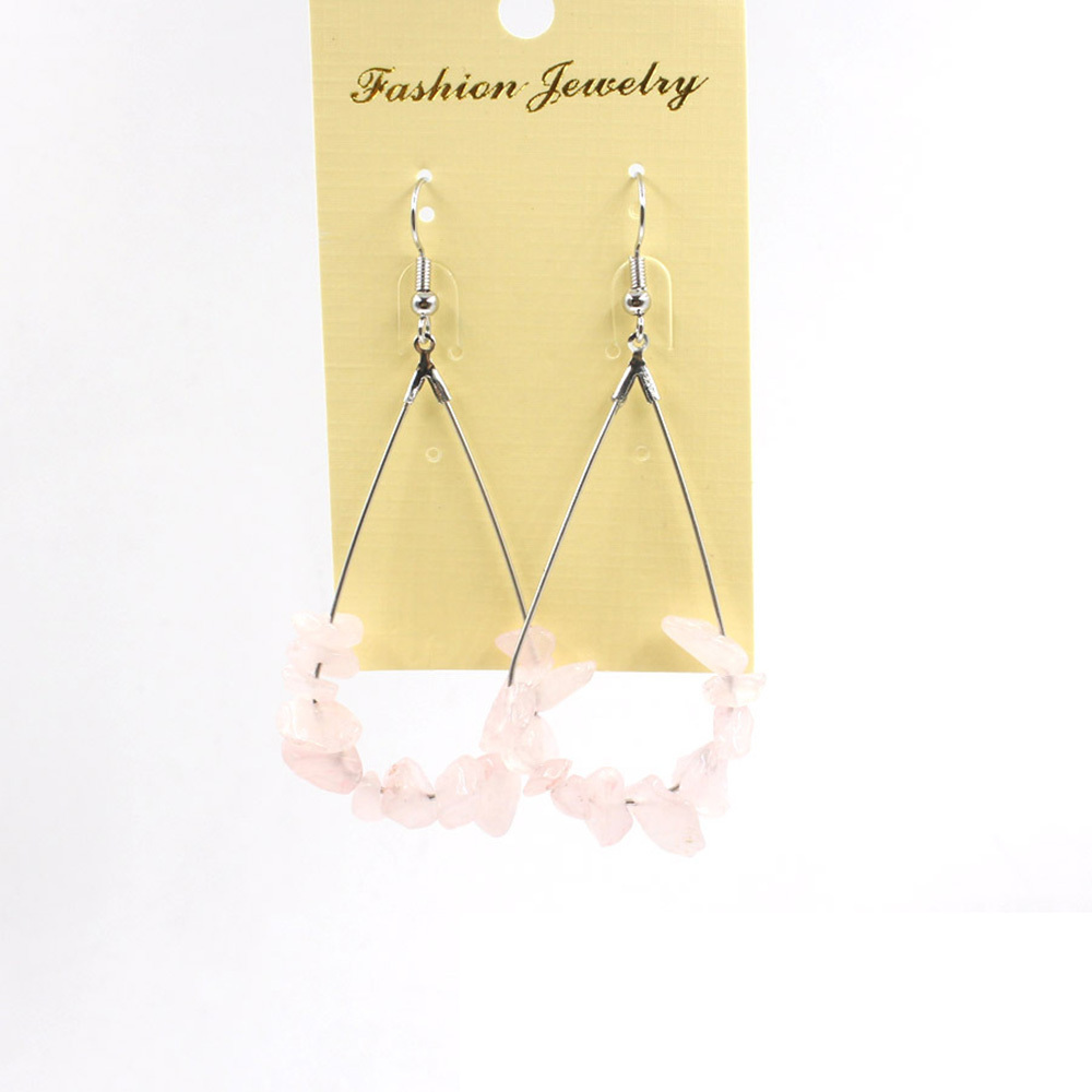 Natural Chip Raw Stone Waterdrop Drangle Earrings