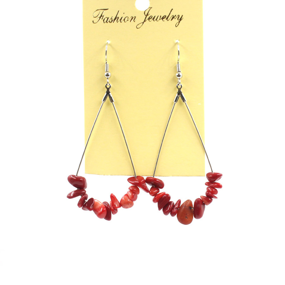 Natural Chip Raw Stone Waterdrop Drangle Earrings