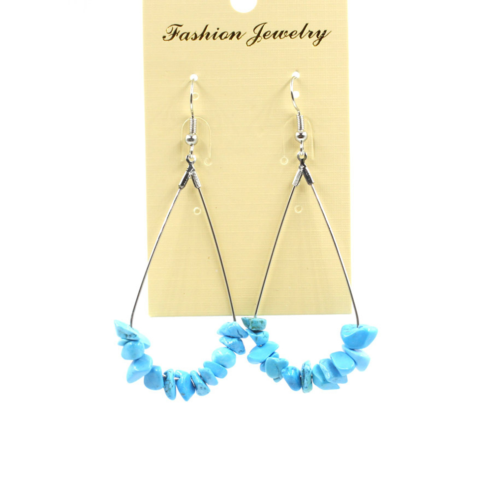 Natural Chip Raw Stone Waterdrop Drangle Earrings