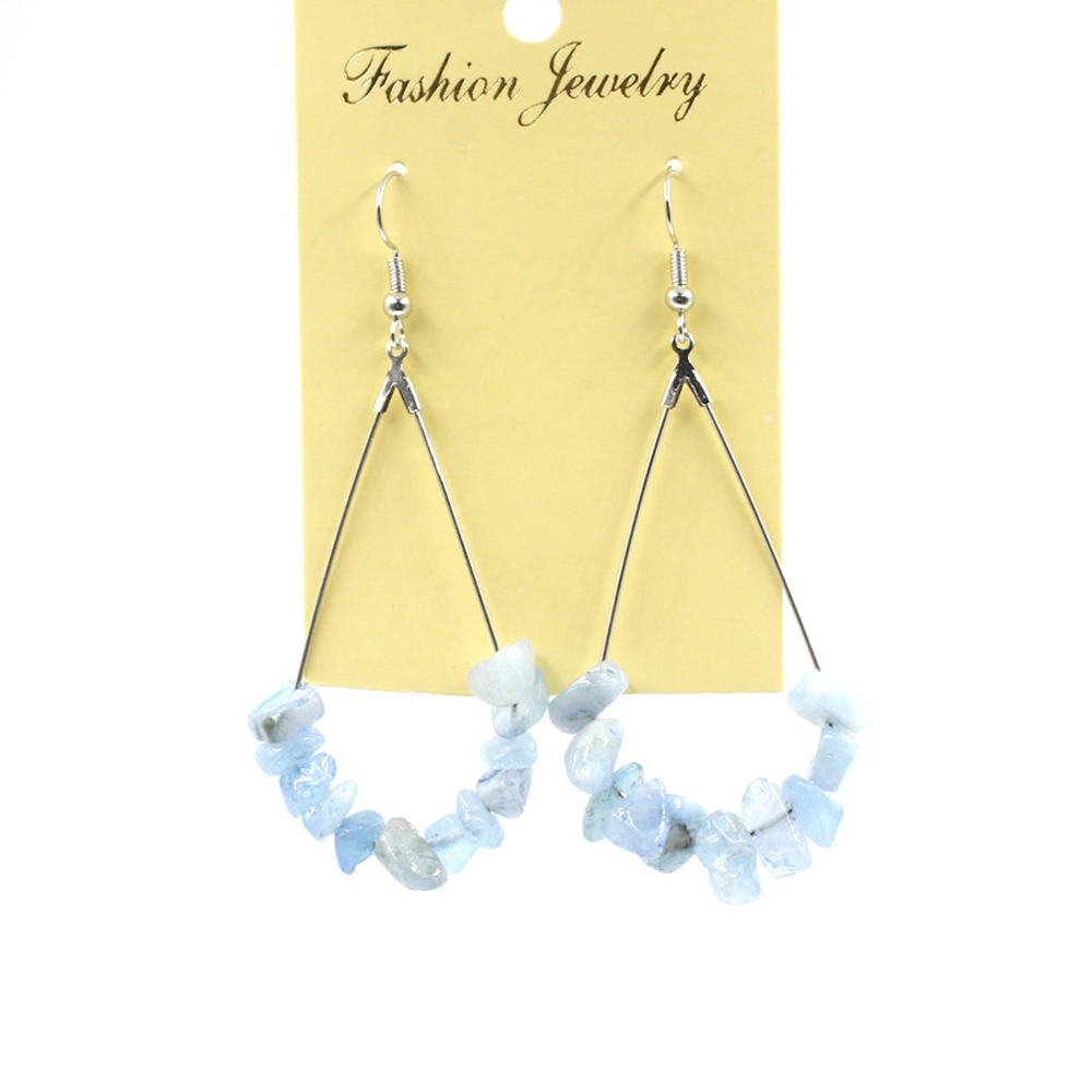 Natural Chip Raw Stone Waterdrop Drangle Earrings