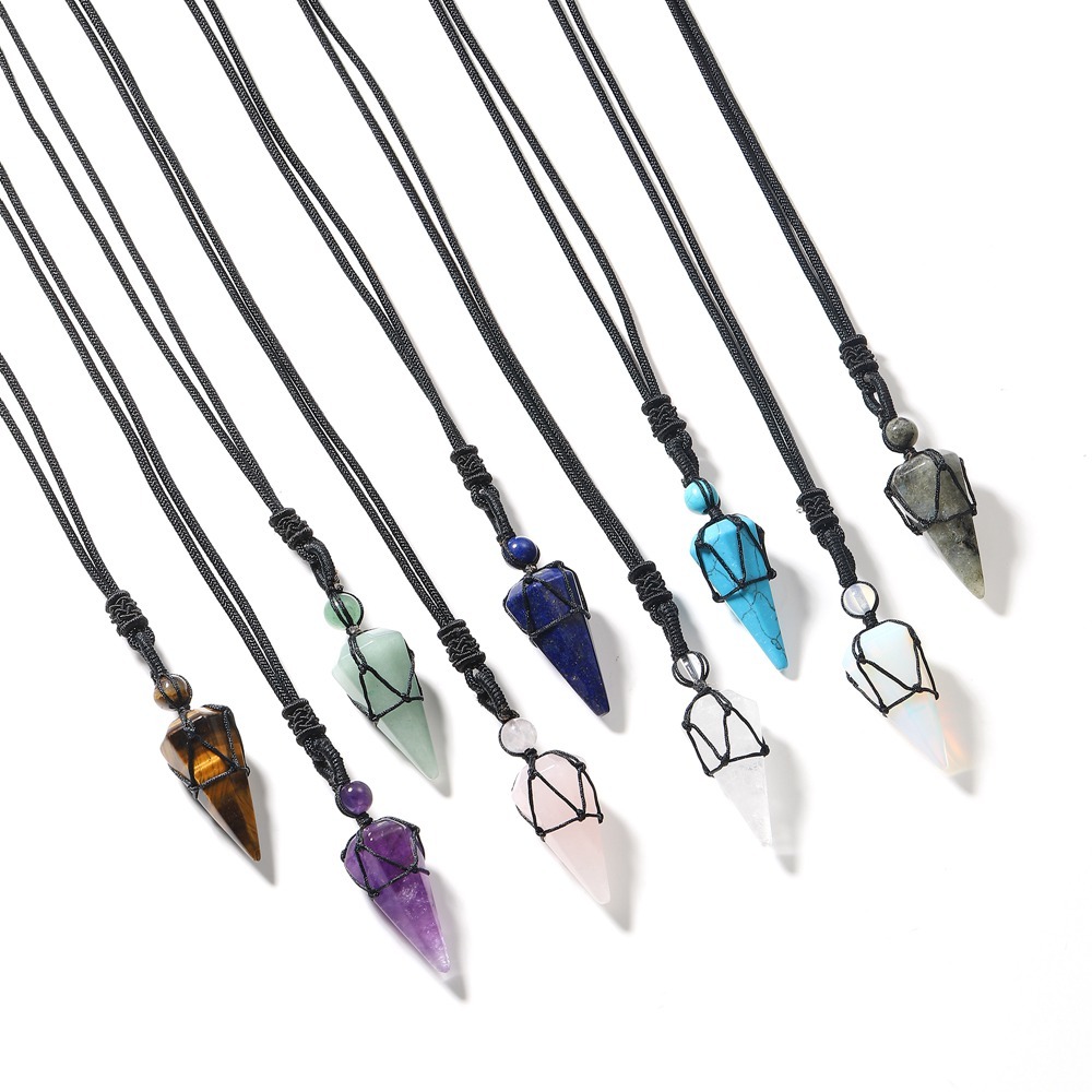 Natural Crystal Quartz Pendant Necklace Double Point Faceted Cut Healing Stone Jewelry for women Men
