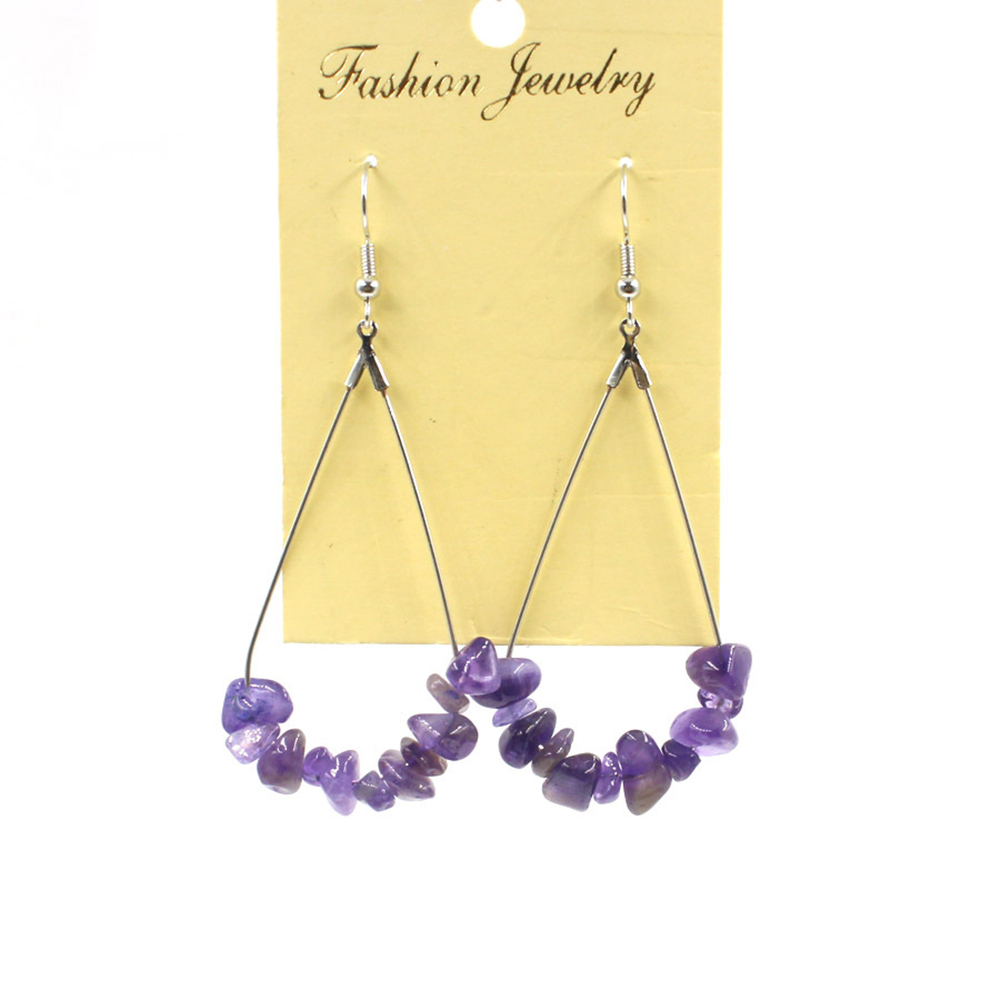 Natural Chip Raw Stone Waterdrop Drangle Earrings