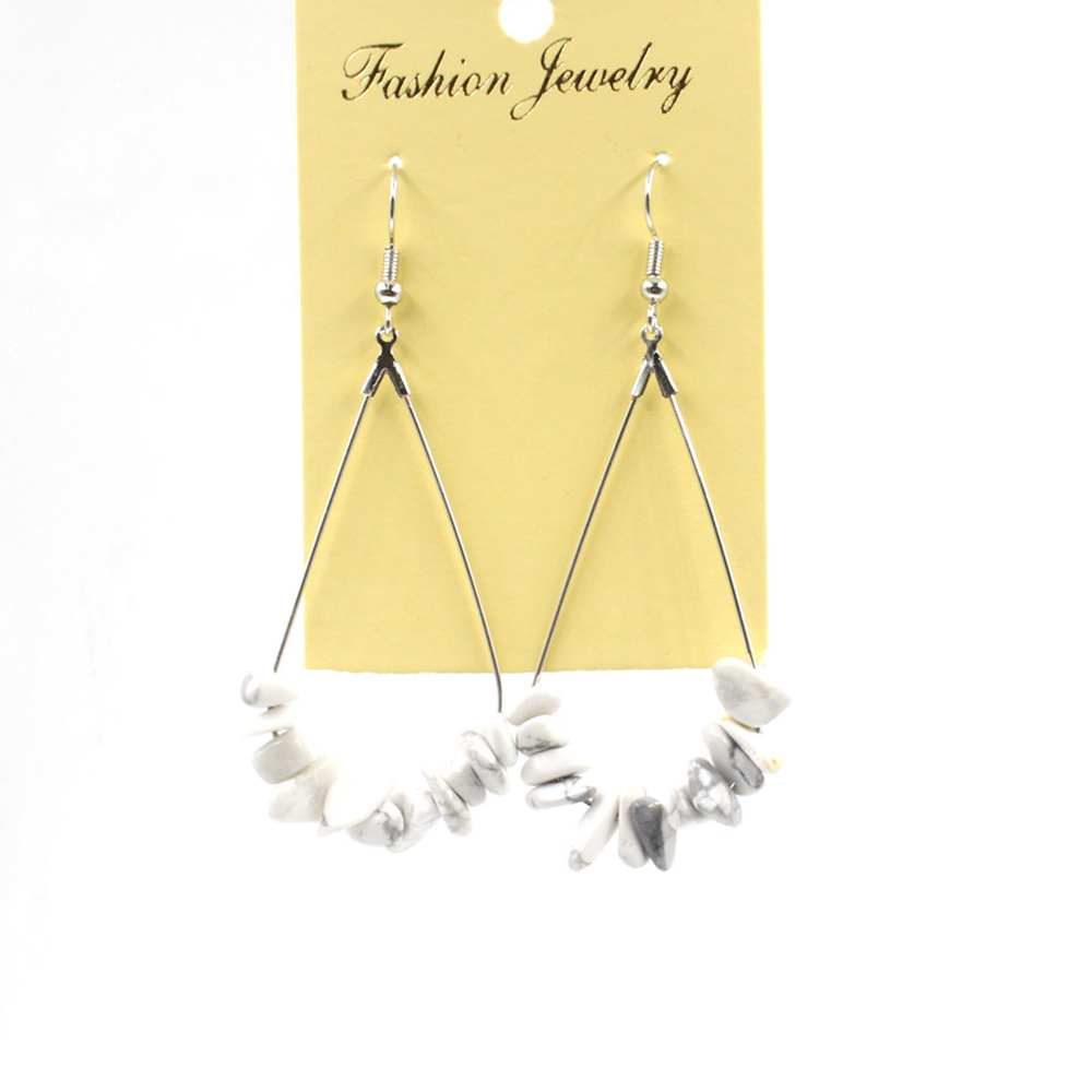 Natural Chip Raw Stone Waterdrop Drangle Earrings