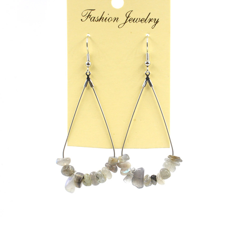 Natural Chip Raw Stone Waterdrop Drangle Earrings