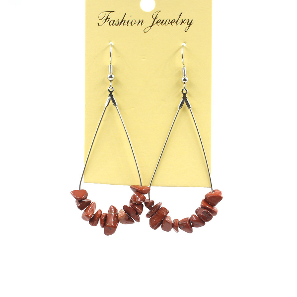 Natural Chip Raw Stone Waterdrop Drangle Earrings
