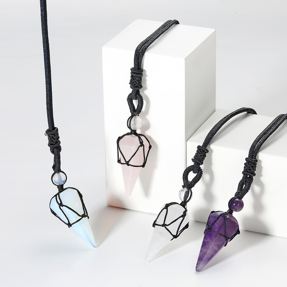 Natural Crystal Quartz Pendant Necklace Double Point Faceted Cut Healing Stone Jewelry for women Men