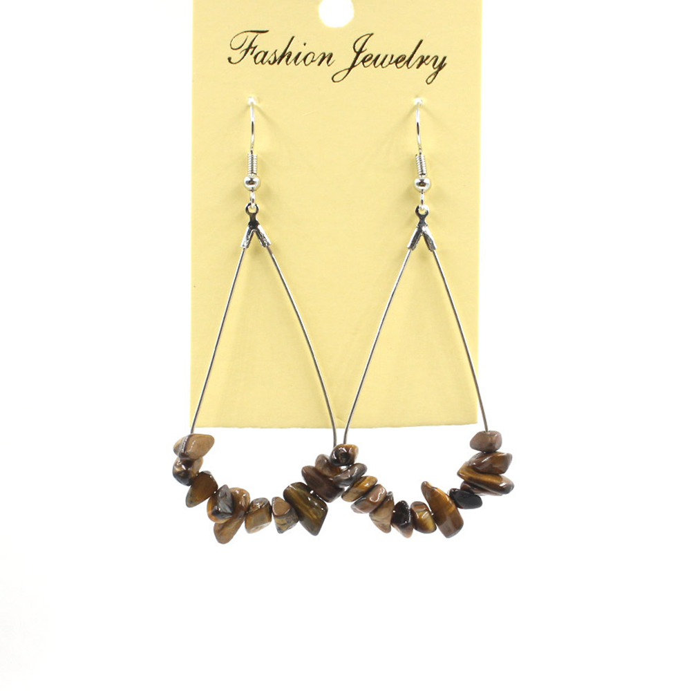 Natural Chip Raw Stone Waterdrop Drangle Earrings
