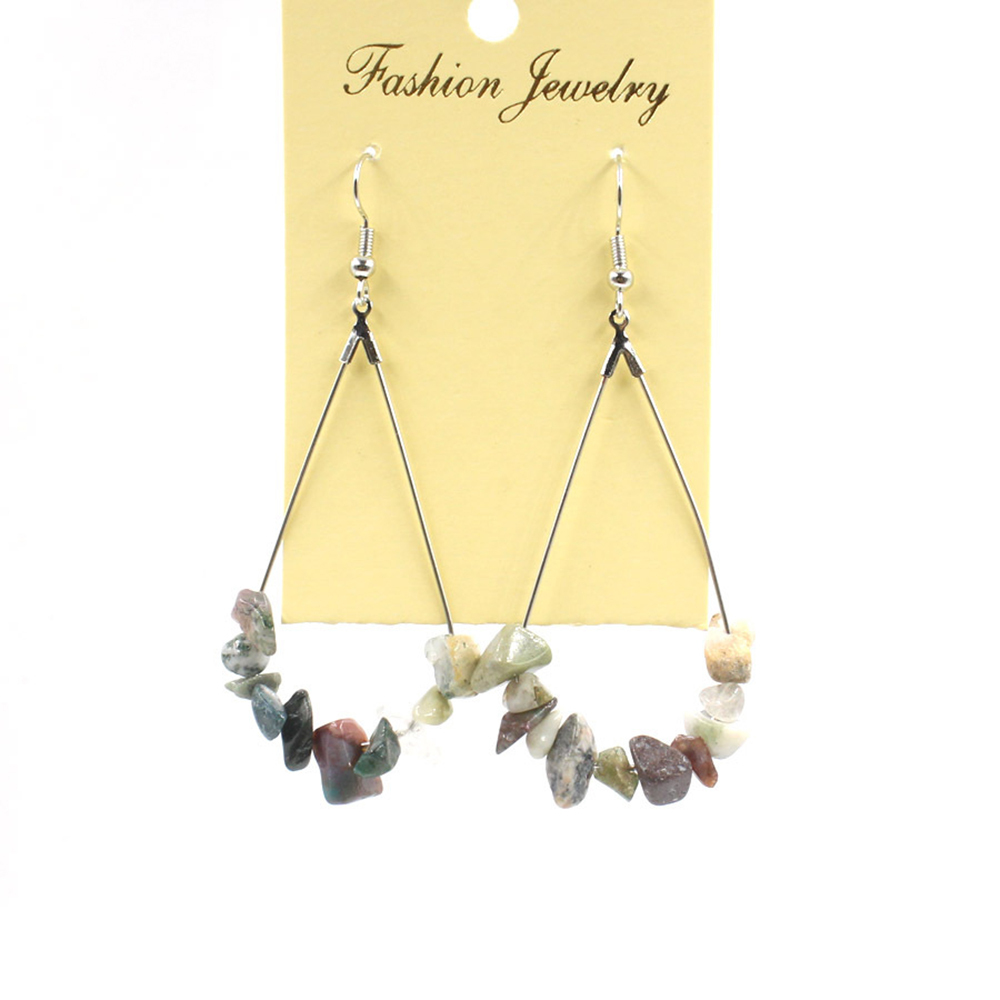 Natural Chip Raw Stone Waterdrop Drangle Earrings