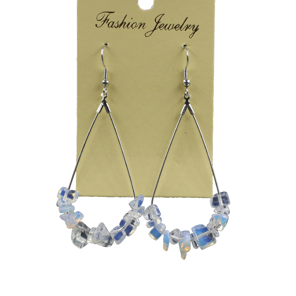 Natural Chip Raw Stone Waterdrop Drangle Earrings