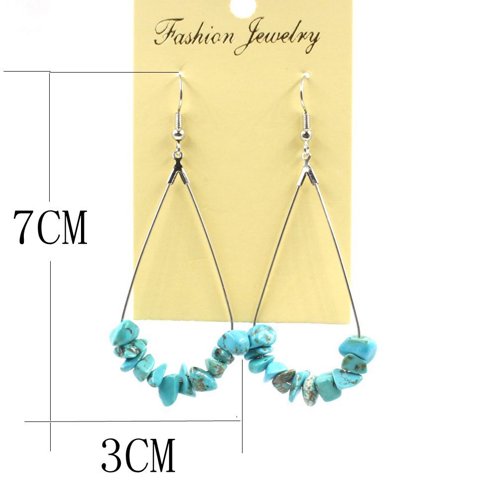 Natural Chip Raw Stone Waterdrop Drangle Earrings