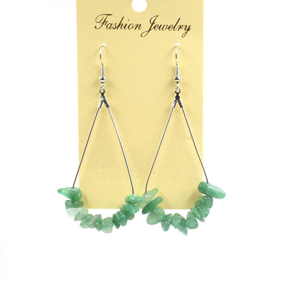 Natural Chip Raw Stone Waterdrop Drangle Earrings