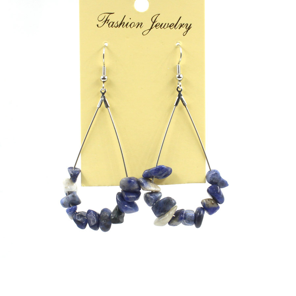Natural Chip Raw Stone Waterdrop Drangle Earrings