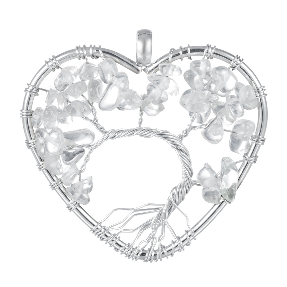 Tree of Life Necklace Heart Shaped Wire Wrapped Family Tree Pendant Crystal Birthstone Jewelry