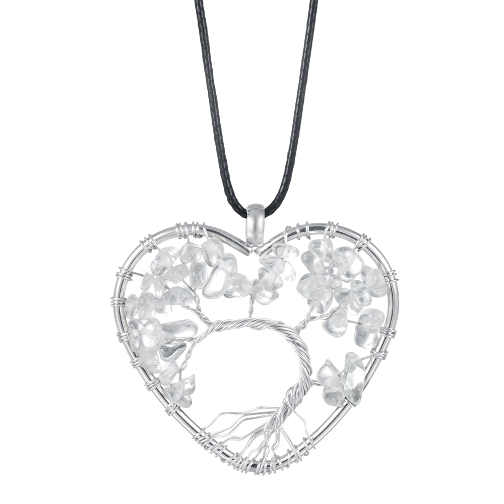 Tree of Life Necklace Heart Shaped Wire Wrapped Family Tree Pendant Crystal Birthstone Jewelry