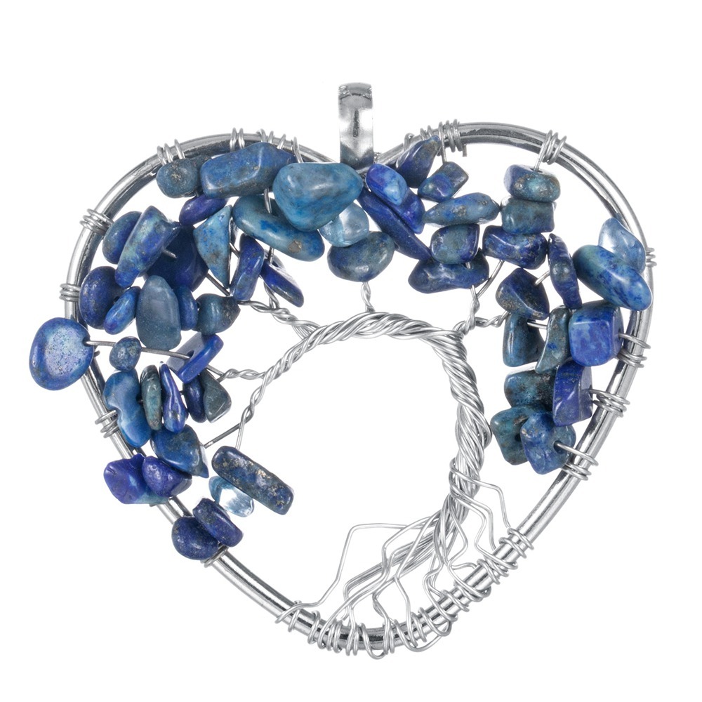 Tree of Life Necklace Heart Shaped Wire Wrapped Family Tree Pendant Crystal Birthstone Jewelry