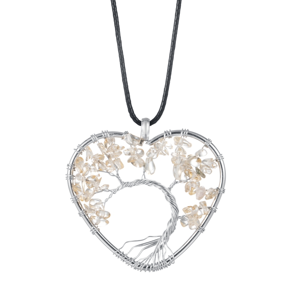 Tree of Life Necklace Heart Shaped Wire Wrapped Family Tree Pendant Crystal Birthstone Jewelry