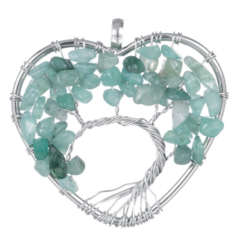Tree of Life Necklace Heart Shaped Wire Wrapped Family Tree Pendant Crystal Birthstone Jewelry