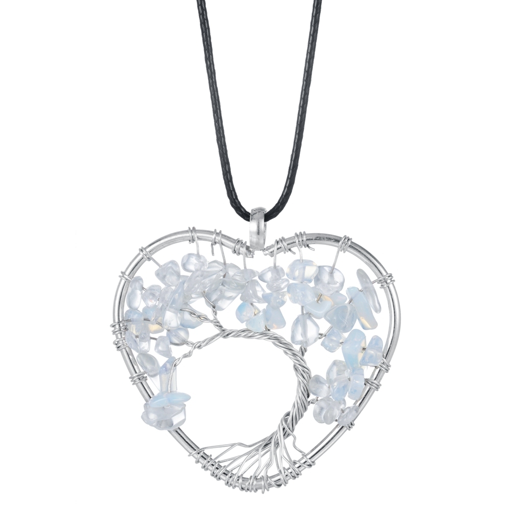 Tree of Life Necklace Heart Shaped Wire Wrapped Family Tree Pendant Crystal Birthstone Jewelry