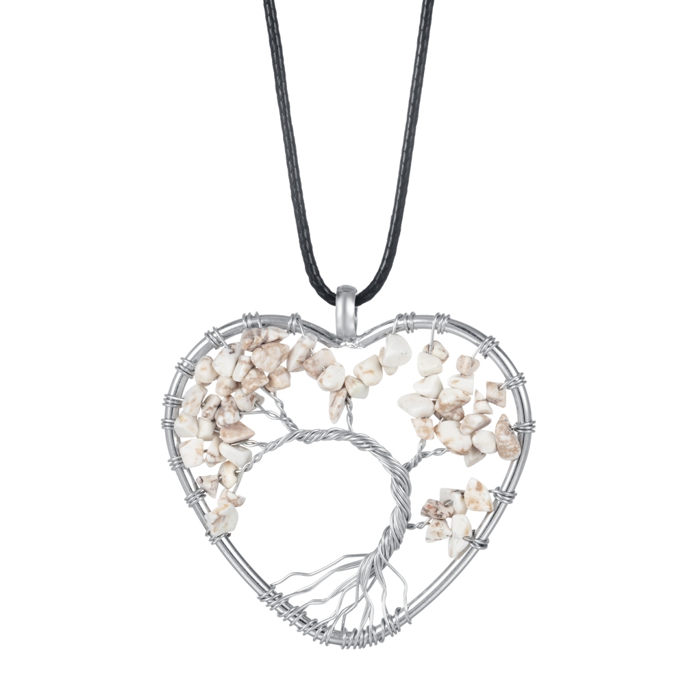 Tree of Life Necklace Heart Shaped Wire Wrapped Family Tree Pendant Crystal Birthstone Jewelry