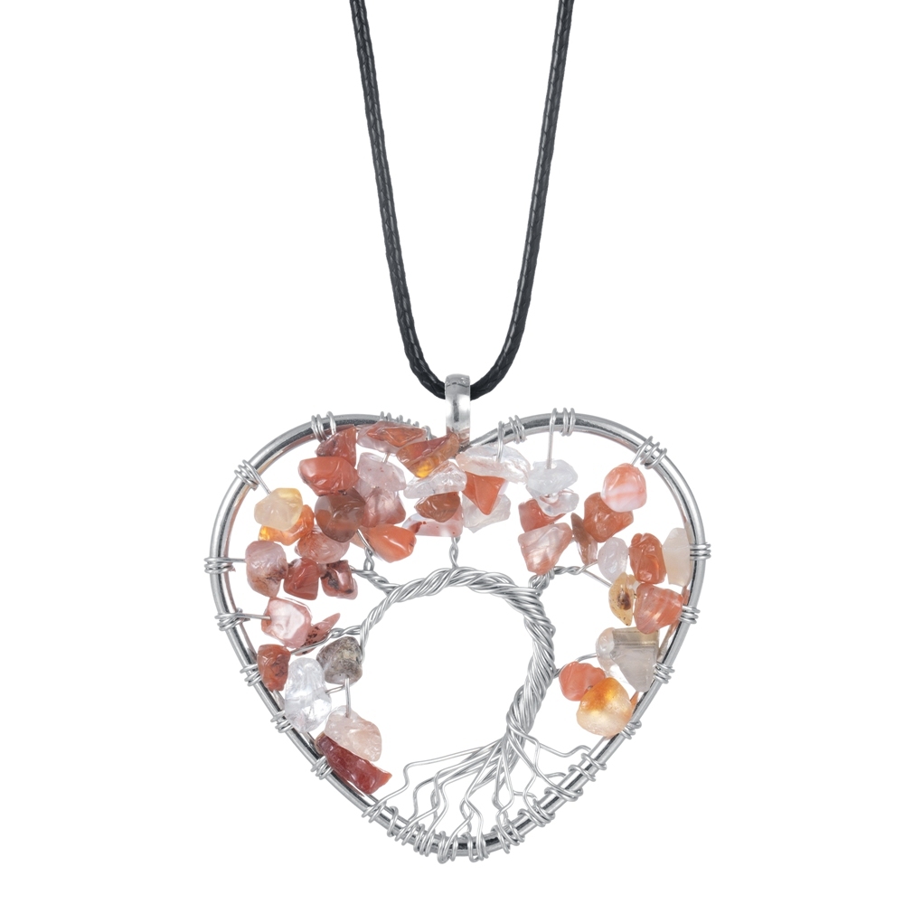 Tree of Life Necklace Heart Shaped Wire Wrapped Family Tree Pendant Crystal Birthstone Jewelry