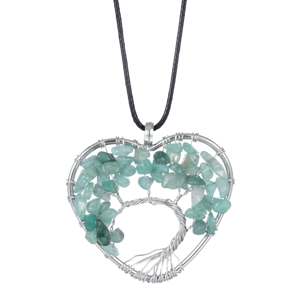 Tree of Life Necklace Heart Shaped Wire Wrapped Family Tree Pendant Crystal Birthstone Jewelry