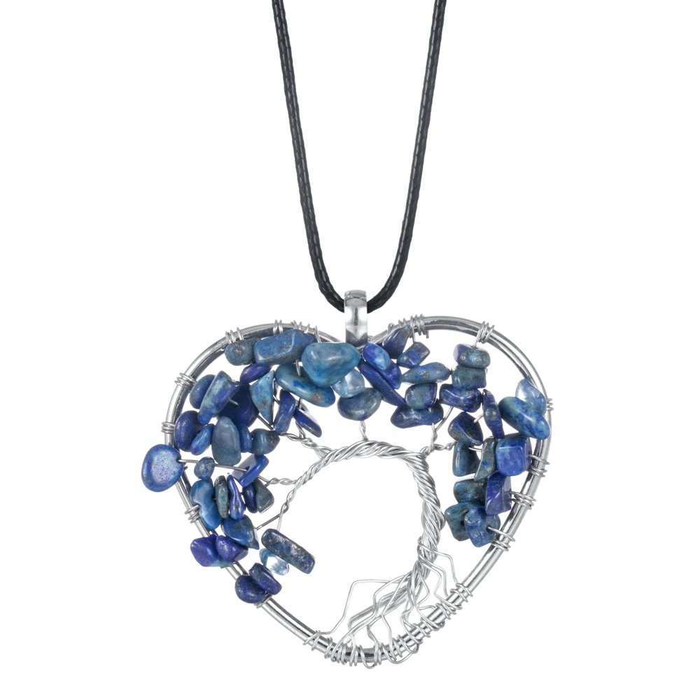 Tree of Life Necklace Heart Shaped Wire Wrapped Family Tree Pendant Crystal Birthstone Jewelry