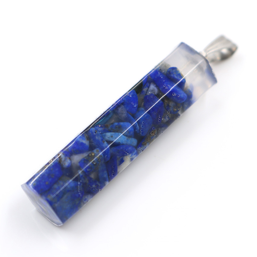 Handmade Chip Stone Hexagonal Prism Pendant Necklace for Women Men Gemstone & Crystal Column Pendants Jewelry