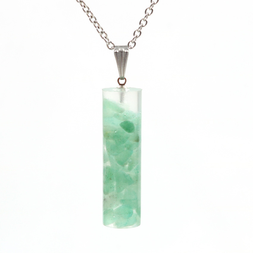 Handmade Chip Stone Prism Pendant Necklace for Women Men Gemstone & Crystal Column Pendants Jewelry