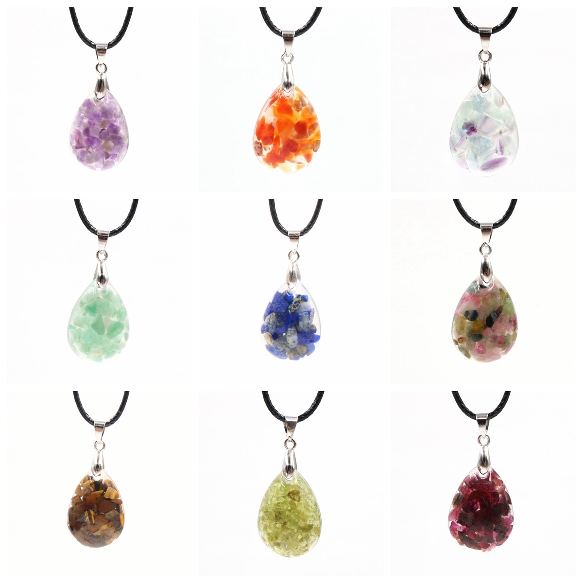 Handmade Teardrop Pendant Necklace for Women Men Natural Stone Pendant for Necklace Jewelry Making