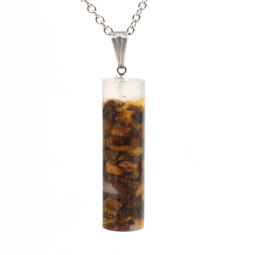 Handmade Chip Stone Prism Pendant Necklace for Women Men Gemstone & Crystal Column Pendants Jewelry