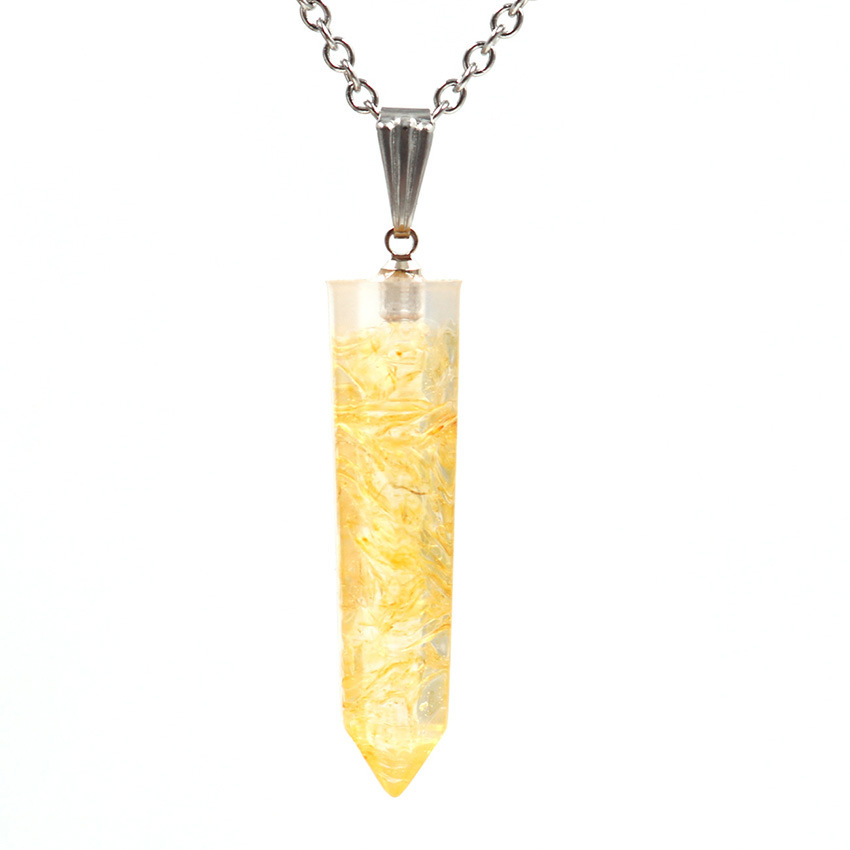 Handmade Chip Stone Point Pendant Necklace for Women Men Gemstone & Crystal Bullet Hexagonal Cone Pendants Jewelry