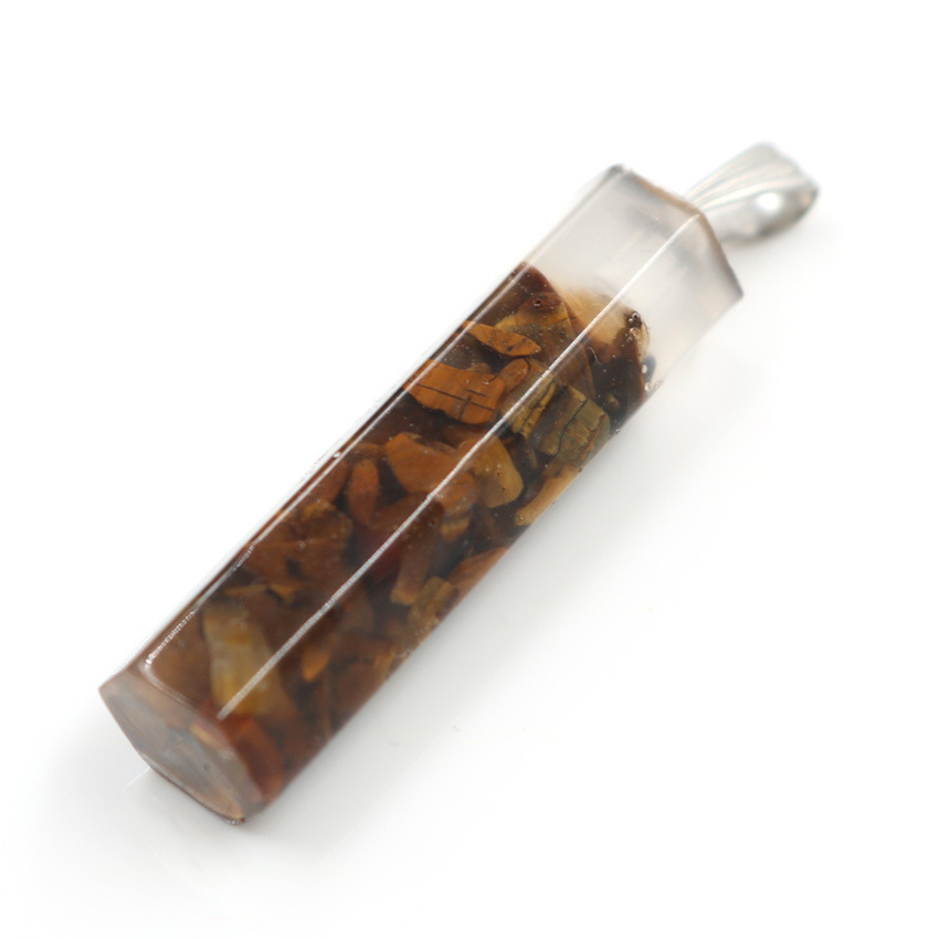 Handmade Chip Stone Hexagonal Prism Pendant Necklace for Women Men Gemstone & Crystal Column Pendants Jewelry