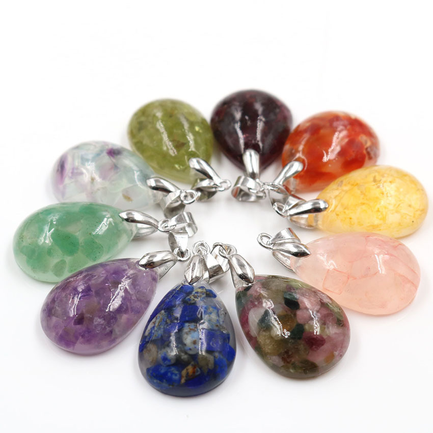 Handmade Teardrop Pendant Necklace for Women Men Natural Stone Pendant for Necklace Jewelry Making