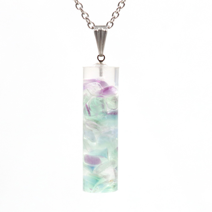 Handmade Chip Stone Prism Pendant Necklace for Women Men Gemstone & Crystal Column Pendants Jewelry