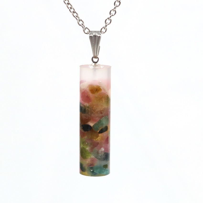 Handmade Chip Stone Prism Pendant Necklace for Women Men Gemstone & Crystal Column Pendants Jewelry