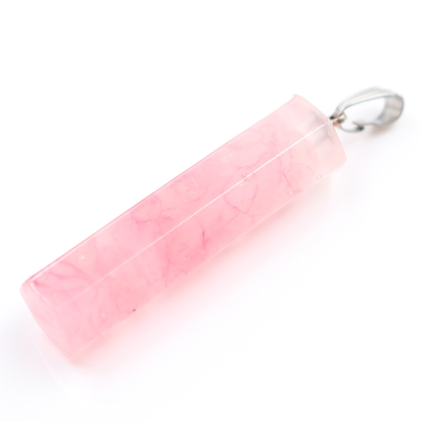 Handmade Chip Stone Hexagonal Prism Pendant Necklace for Women Men Gemstone & Crystal Column Pendants Jewelry
