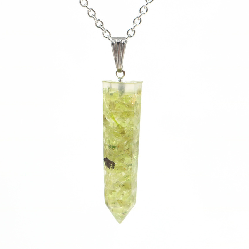 Handmade Chip Stone Point Pendant Necklace for Women Men Gemstone & Crystal Bullet Hexagonal Cone Pendants Jewelry