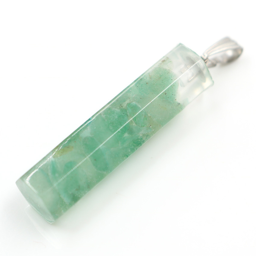 Handmade Chip Stone Hexagonal Prism Pendant Necklace for Women Men Gemstone & Crystal Column Pendants Jewelry