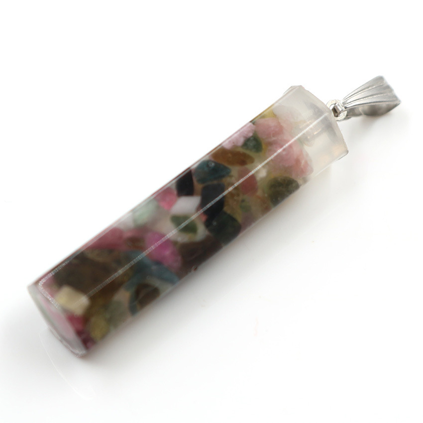 Handmade Chip Stone Hexagonal Prism Pendant Necklace for Women Men Gemstone & Crystal Column Pendants Jewelry