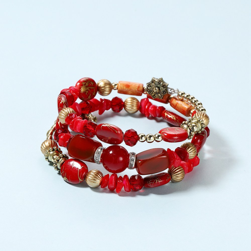 Bohemian Mix Bead Multi Layer Versatile Statement Bracelets Bangles Sparkly Crystal