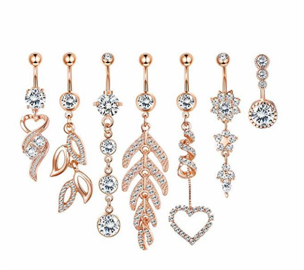 Belly Button Rings Belly Bar Navel Piercings Surgical Stainless Steel Rings for Women Jewelry