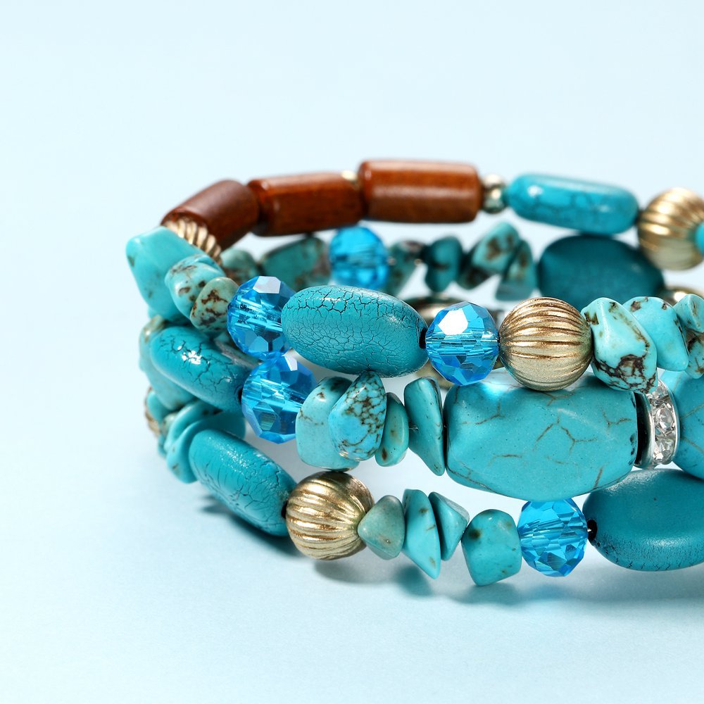 Bohemian Mix Bead Multi Layer Versatile Statement Bracelets Bangles Sparkly Crystal